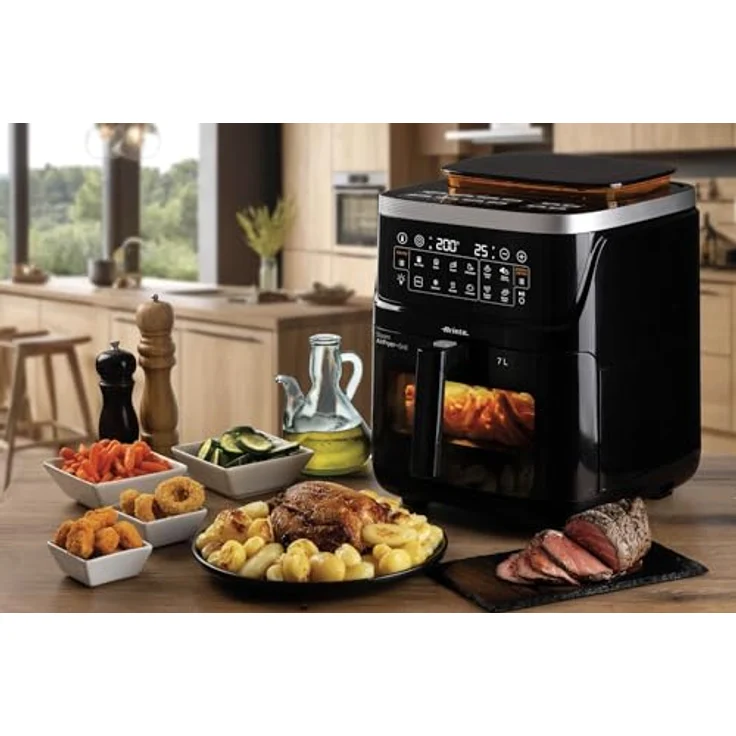 Ariete 4636 Heißluftfritteuse mit Dampf+ Grillfunktion, 1700W, Trocknungsfunktion, 10 Kochfunktionen, transparenter Korb, Timer, Innenbeleuchtung, Schwarz – Bild 7