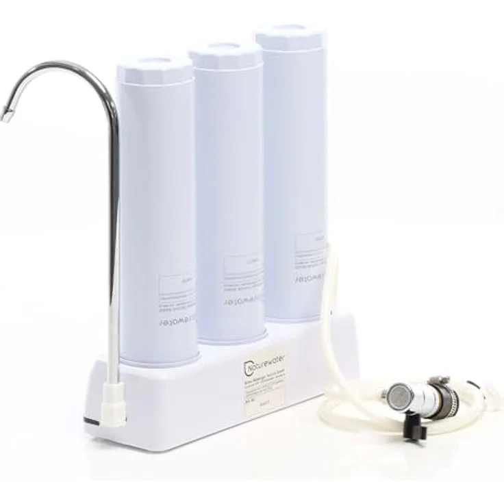 Naturewater NW-3-PPGACCTO 3 Stufen Counter Top Wasserfilter, 5 µ, PP Sediment, Aktivkohle Granulat, Aktivkohle Block Filtereinsatz, mit Universaladapter, Wasserhahn, naturewater – Bild 7
