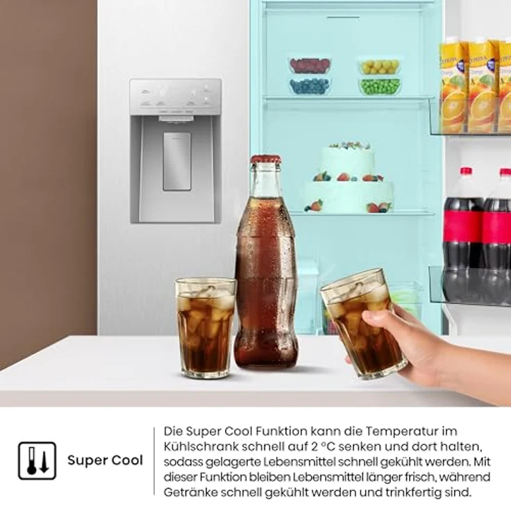 Hisense RS5P528STIE, Side-by-Side Kühl-Gefrier-Kombination in Edelstahl, 347 Liter Nutzinhalt, No-Frost-Technik, für 3-4 Personen, Energieeffizienzklasse E – Bild 9