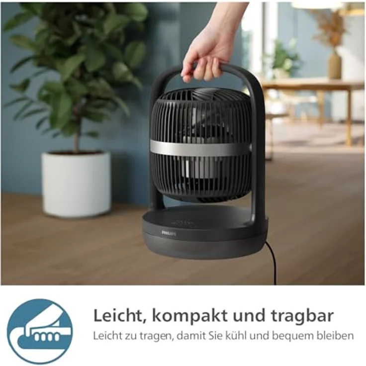 Philips Oszillierender Tischventilator Serie 3000 mit SilentWings Technologie, 23dB, Schwarz (CX3050/01) – Bild 5