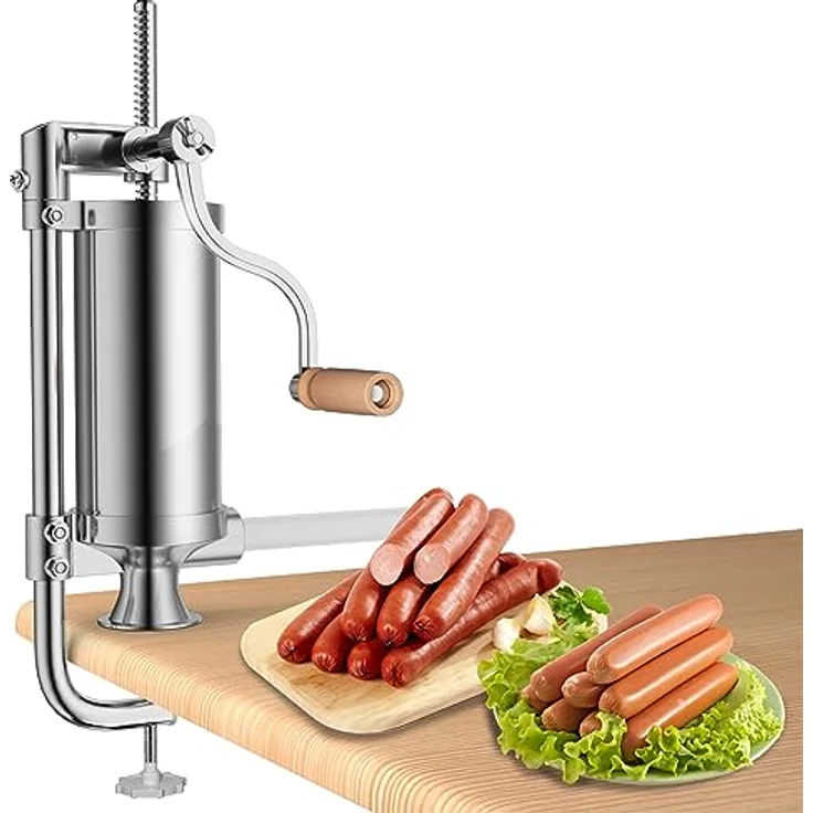 COSTWAY Wurstfüllaufsatz 3L Wurstfüller Wurstfüllmaschine mit 4 Füllrohren, Aluminium/Kunststoff, silber – Bild 2