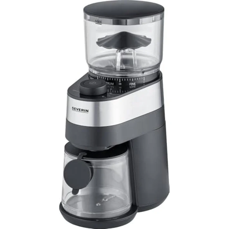 Severin KM 3880, Elektrische Kaffeemühle mit Edelstahl-Scheibenmahlwerk, 30-stufig einstellbar, schwarz – Bild 2