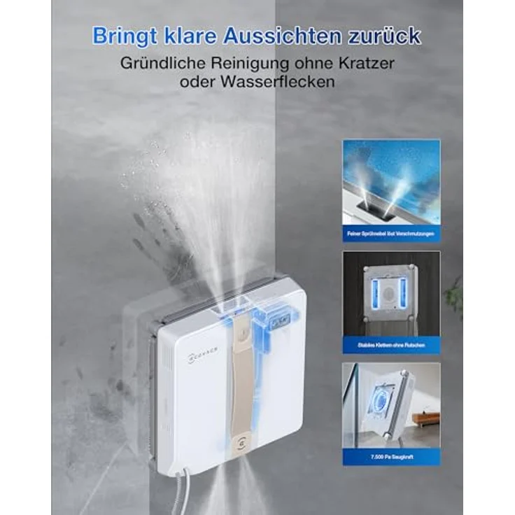 ECOVACS Fensterputzroboter WINBOT MINI, Ultraschall-Wassersprüh-System, WIN-SLAM 3.0-Technologie – Bild 5