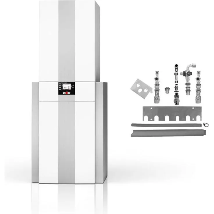 Wolf Gas-Brennwert 24 kW Kompaktheizzentrale CGS-2-24-200L, Heizgerät mit hoher Effizienz, weiß