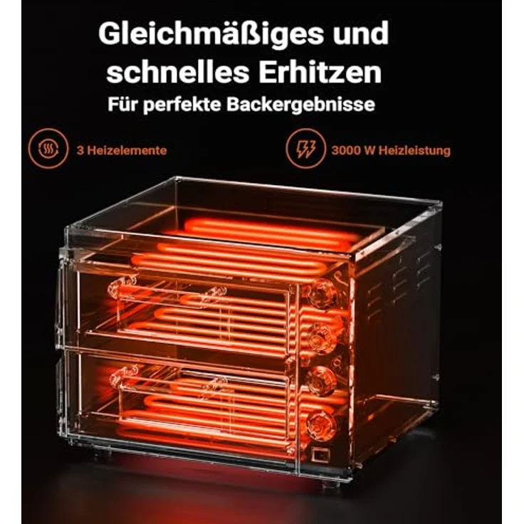 Wiltec 2-Etagen Pizza-Backofen 3000W mit Cordierit Stein für authentisch knusprige Pizzen, Edelstahl Design – Bild 5