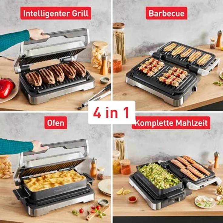 Tefal Kontaktgrill OptiGrill 4in1 XL GC784D, 2200 W, intelligentes 4in1 Grillgerät, angewinkelte Platten, inkl. Rezeptbuch - Preisvergleich – Bild 4