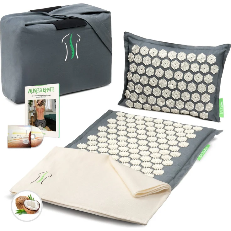 BACKLAxx® Akupressurmatte "Original" aus Halbleinen & Kokosfasern, Naturlatex-Kissen, 10.272 Spitzen – Bild 1