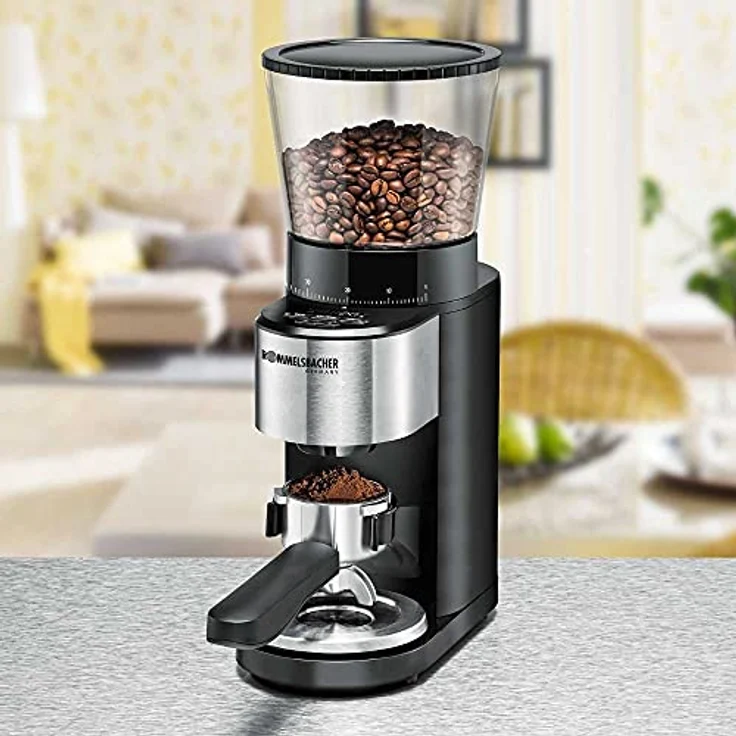 ROMMELSBACHER Kaffeemühle EKM 500 - Kegelmahlwerk, Präzisions-Waage, Halterung für Siebträger, Mahlgrad in 39 Stufen, 5 Funktionstasten für individuelle und flexible Nutzung, Schwarz/Edelstahl – Bild 3