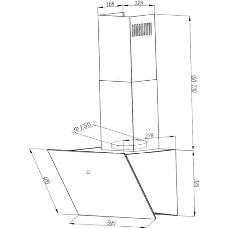 Respekta CH 111060 WA++, Inselhaube, A++, Abluft und Umluft, Wand- oder Schrankmontage, Breite 59,5 cm, 9 Gebläsestufen – Bild 6