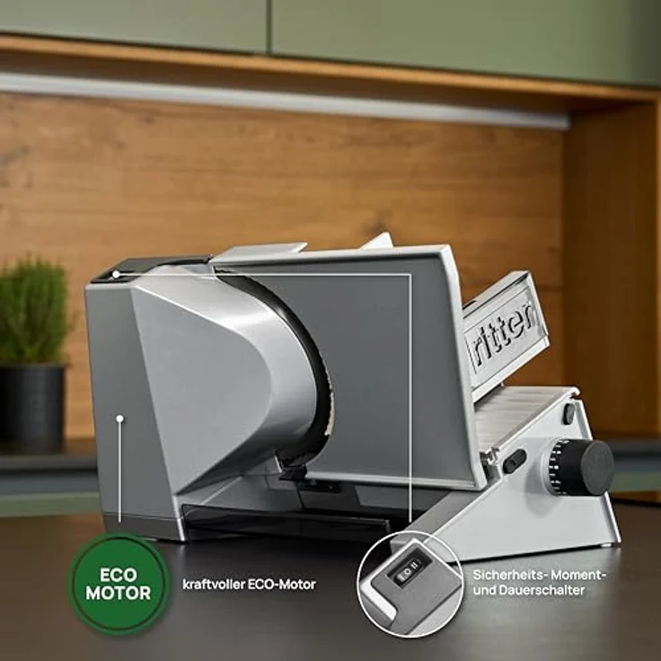 Ritter CONTURA 3 Allesschneider in Vollmetallausführung, 65W, 23 mm Schnittstärke, silber – Bild 4