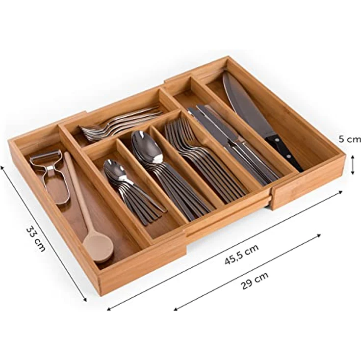 Blumtal Besteckkasten Schublade aus Bambus, größenverstellbarer Schubladen-Einsatz, bis zu 9 Fächer, nachhaltig und flexibel – Bild 2