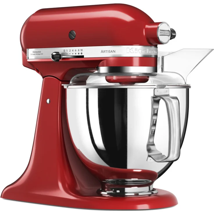 KitchenAid Artisan 5KSM125EER Küchenmaschine mit Direktantrieb, 300 W, 4,8L Edelstahlschüssel, empire rot, Serie: 5KSM125 – Bild 3