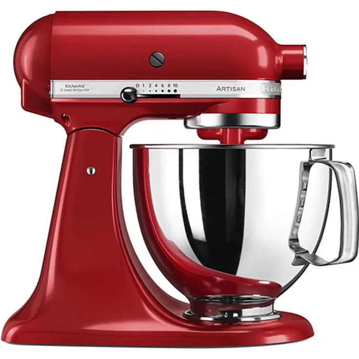 KitchenAid Artisan 5KSM125EER Küchenmaschine mit Direktantrieb, 300 W, 4,8L Edelstahlschüssel, empire rot, Serie: 5KSM125