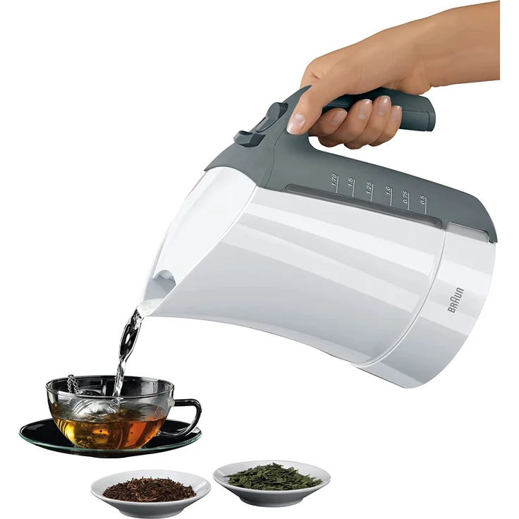 Braun WK300 Multiquick 3 Wasserkocher, 2200W, 1,6L, automatische Abschaltung, Schnellkochsystem, kabellos, Kalkfilter herausnehmbar, Kunststoff, weiß, grau – Bild 2