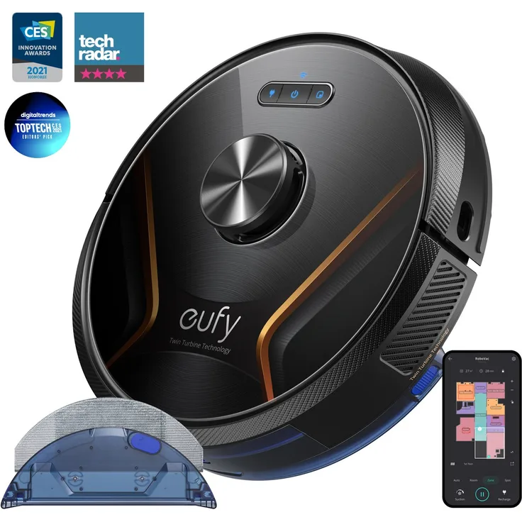 RoboVac X8 Hybrid Saugroboter mit Wischfunktion, 180 min Akkubetrieb, 2.000 Pa Saugleistung, BoostIQ, schwarz