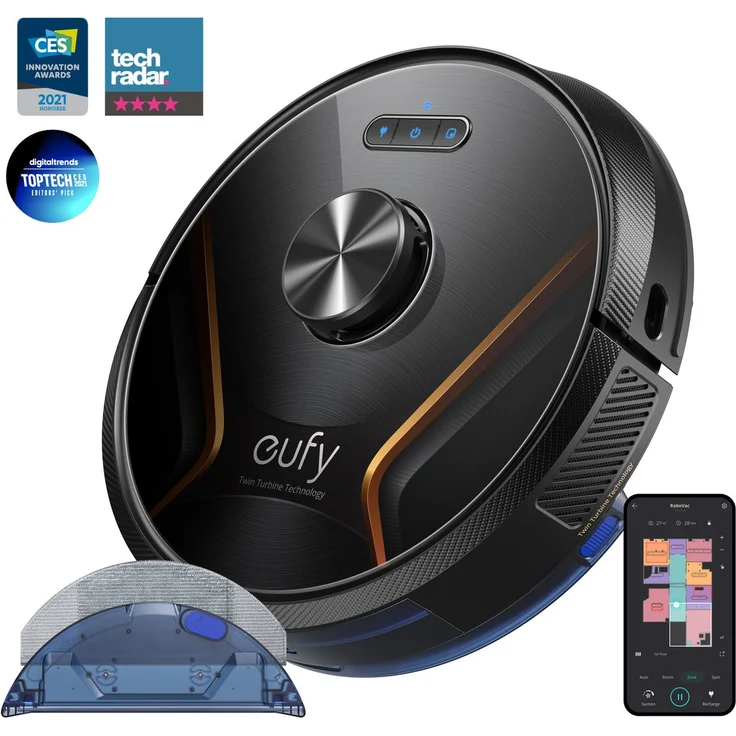 RoboVac X8 Hybrid Saugroboter mit Wischfunktion, 180 min Akkubetrieb, 2.000 Pa Saugleistung, BoostIQ, schwarz – Bild 1