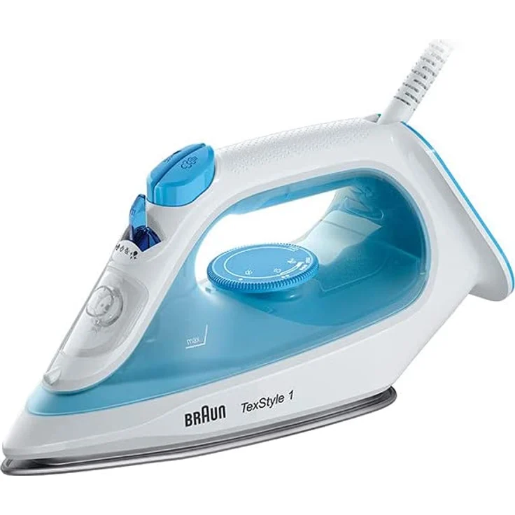 Braun SI 1050 BL TexStyle 1 Dampfbügeleisen, 2000 W, SuperCeramic Bügelsohle, Antihaftbeschichtung, weiß-blau – Bild 1