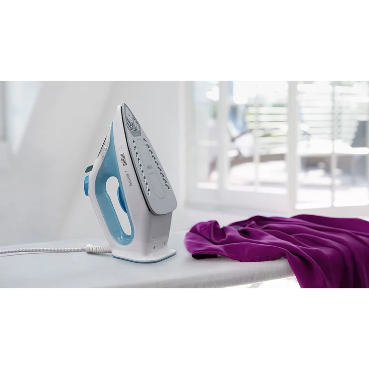 Braun SI 1050 BL TexStyle 1 Dampfbügeleisen, 2000 W, SuperCeramic Bügelsohle, Antihaftbeschichtung, weiß-blau – Bild 5