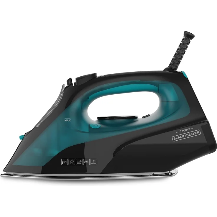 Black + Decker BXIR2403E Dampfbügeleisen, 2400 W, 45 g-min Dampf, 150 g-min Extra-Dampf, türkis-schwarz – Bild 1