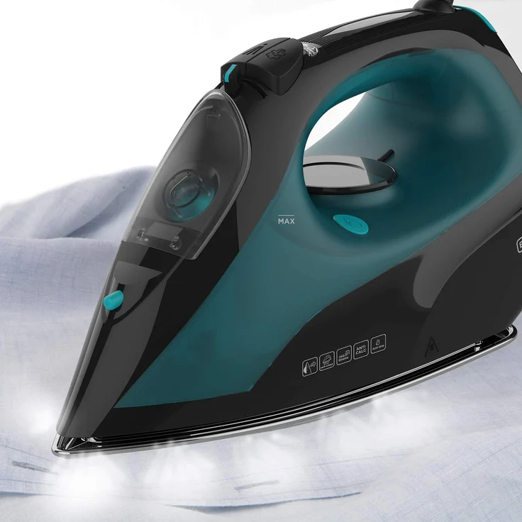 Black + Decker BXIR2403E Dampfbügeleisen, 2400 W, 45 g-min Dampf, 150 g-min Extra-Dampf, türkis-schwarz – Bild 5