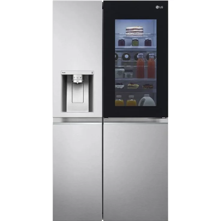 LG GSXV91BSAE Side-by-Side-Kühlschrank, freistehend, edelstahl, Total NoFrost, InstaView, Wasser- und Eiswürfelspender, Wassertank, Breite 91.3 cm – Bild 1