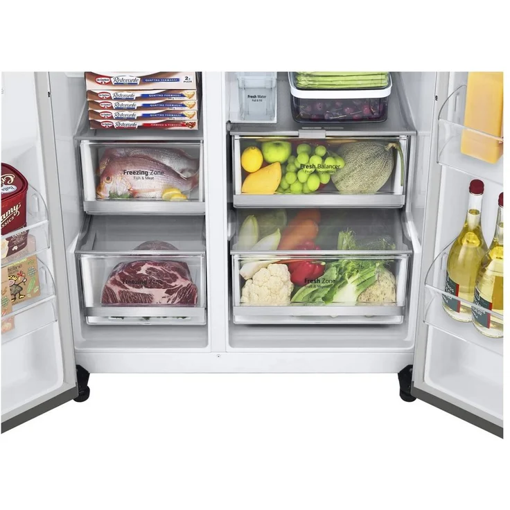 LG GSXV91BSAE Side-by-Side-Kühlschrank, freistehend, edelstahl, Total NoFrost, InstaView, Wasser- und Eiswürfelspender, Wassertank, Breite 91.3 cm – Bild 8