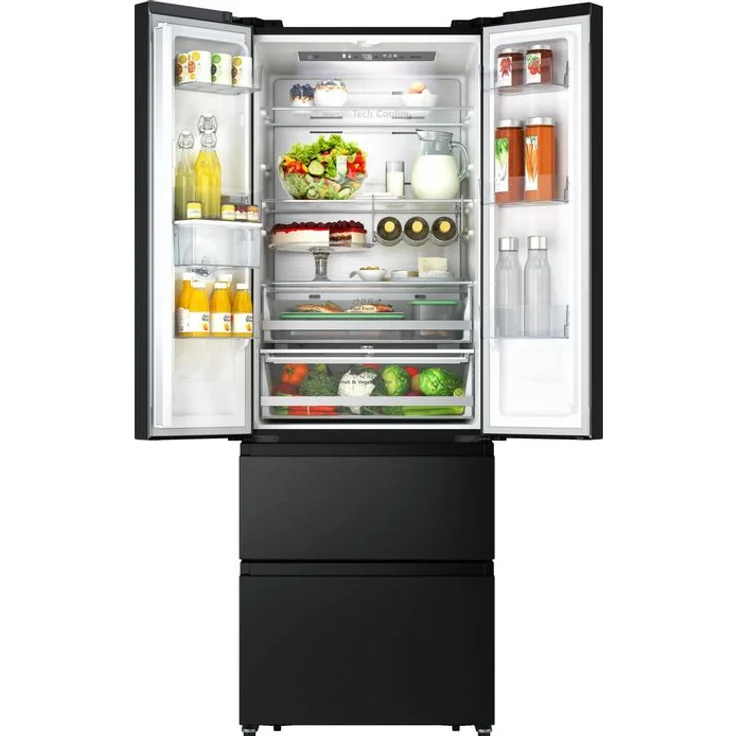 Hisense RF632N4WFE French-Door-Kühlschrank, freistehend, schwarz, NoFrost, Wasserspender, Wassertank, Schnellkühlen, Schnellgefrieren, Breite 70 cm – Bild 2