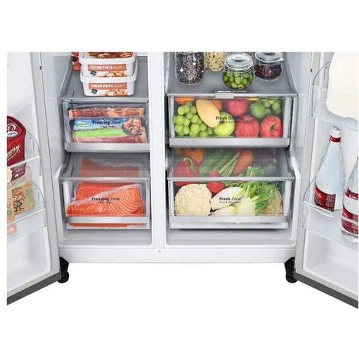 LG GSXV90BSAE Side-by-Side-Kühlschrank, freistehend, silber, NoFrost, Wasser- und Eiswürfelspender, Festwasseranschluss, LED, Schnellkühlen und -gefrieren, InstaView, Door-in-Door, Breite 91.3 cm – Bild 10