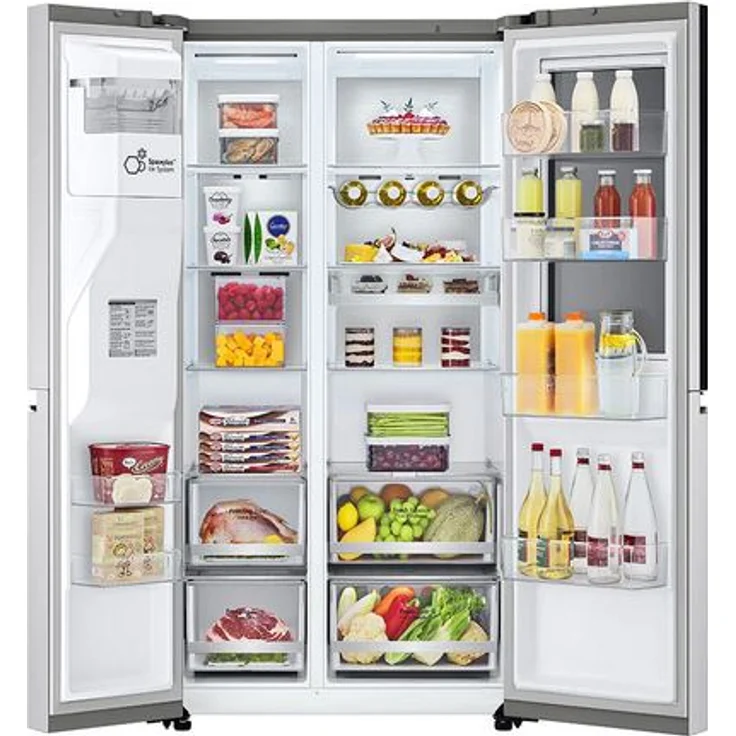 LG GSXV90BSAE Side-by-Side-Kühlschrank, freistehend, silber, NoFrost, Wasser- und Eiswürfelspender, Festwasseranschluss, LED, Schnellkühlen und -gefrieren, InstaView, Door-in-Door, Breite 91.3 cm – Bild 5