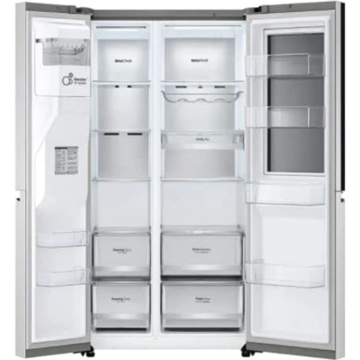 LG GSXV90BSAE Side-by-Side-Kühlschrank, freistehend, silber, NoFrost, Wasser- und Eiswürfelspender, Festwasseranschluss, LED, Schnellkühlen und -gefrieren, InstaView, Door-in-Door, Breite 91.3 cm – Bild 4