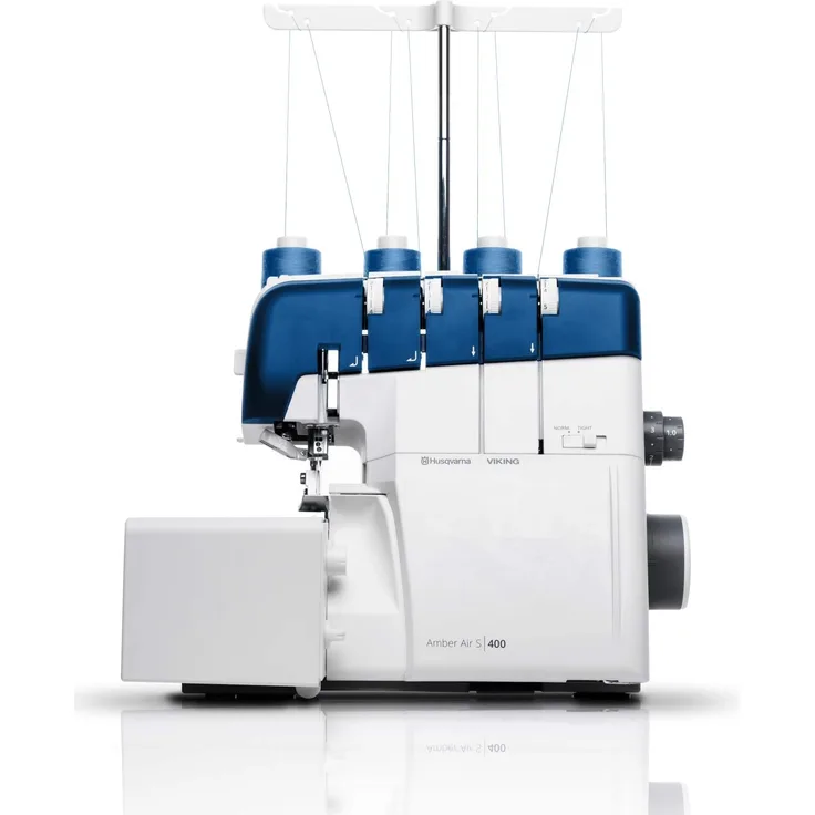 Husqvarna Viking Amber Air S400  max. 4 Fäden mit Lufteinfädelung Overlock-Nähmaschine, weiß