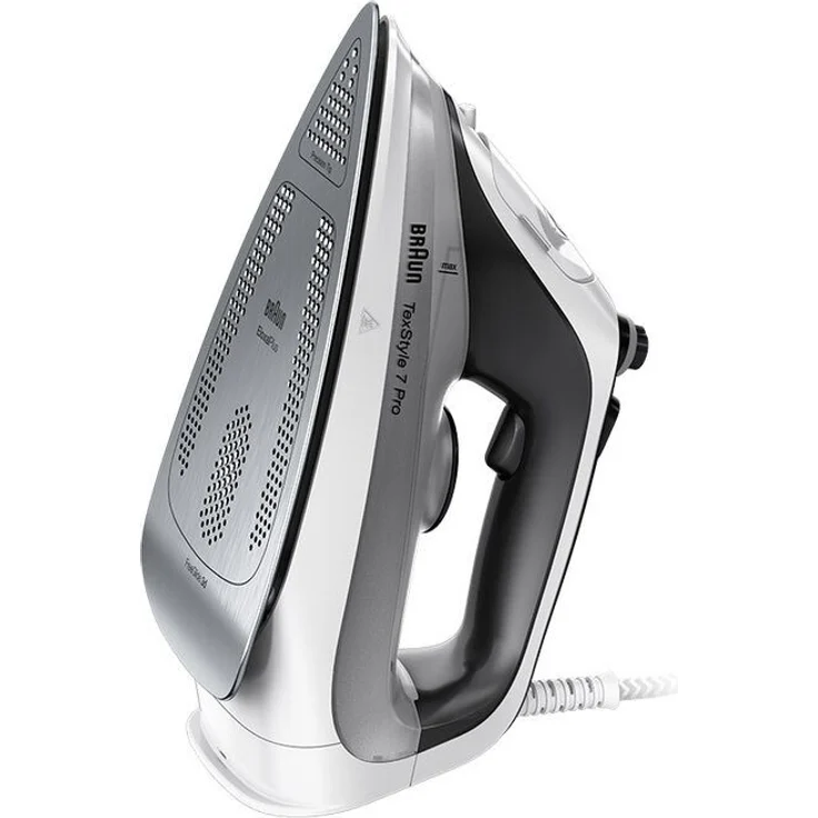 Braun SI 7149 WB TexStyle 7 Pro Dampfbügeleisen, 2900 W, 300 ml, Dauerdampf 50 g-min, Extra-Dampf 220 g-min, weiß-grau – Bild 2