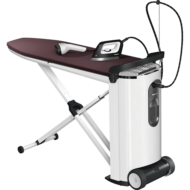 Miele B4847 FashionMaster (11977910) Dampfbügelsystem mit Display und Wabensohle, inkl. Steamer, Aktivbügeltisch, grau-weiß-violett