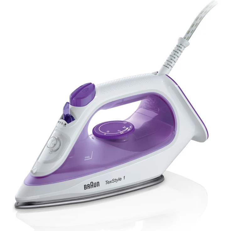 Braun SI 1080 VI TexStyle 1 Dampfbügeleisen, SuperCeramic Bügelsohle, 2000 W, Dampf 25 g-min, Dampfstoß 130 g-min, 220 ml Tank, violett-weiß – Bild 1