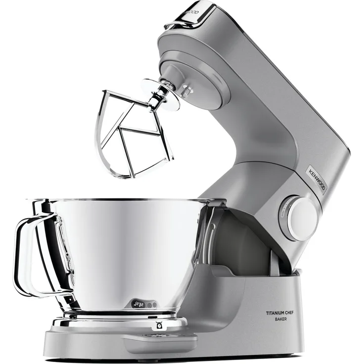 Kenwood KVC85.004SI Titanium Chef Baker Küchenmaschine, 1200W, 9 Geschwindigkeiten, 5 Liter Edelstahlschüssel, inkl. EasyWeigh-Waage, silber, Serie: Titanium Chef Baker