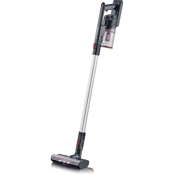 Severin HV 7153 Handstaubsauger, 40 min Akkubetrieb, HEPA-Filter, schwarz-rot – Bild 1