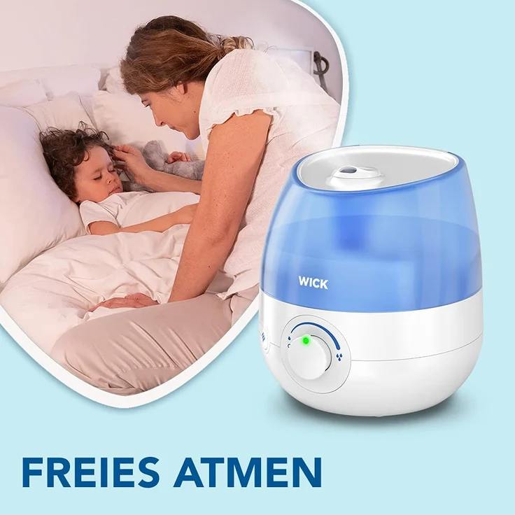 Wick WH525E Mini Kaltluft Ultraschall Luftbefeuchter, ätherische Öle, für Räume bis 15 m², 1,8 L, blau-weiß – Bild 6