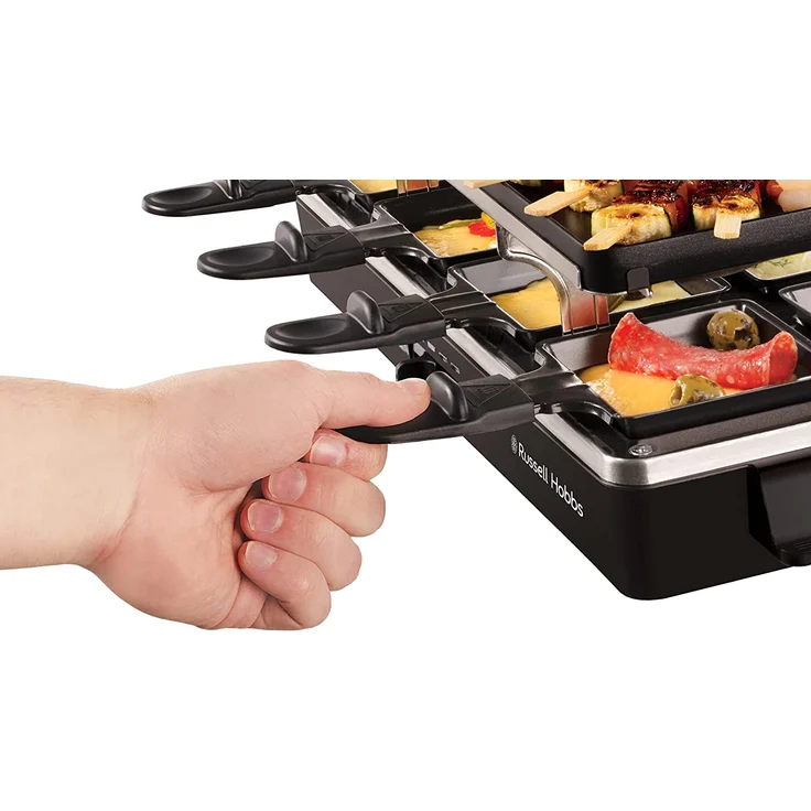 Russel Hobbs Multi Raclette 3 in 1, 1400W, Antihaftbeschichtung, inkl. 8 Pfännchen, 8 Holzspateln, variable Temperatureinstellung, schwarz – Bild 4