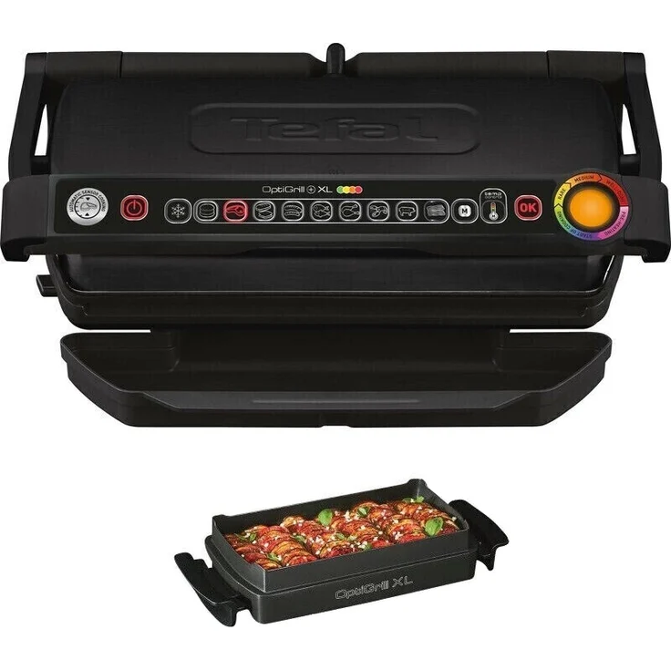 Tefal GC7248 OptiGrill+ XL Kontakgrill, 2000 Watt, 9 voreingestellte Grillprogramme, inkl. Backschale, schwarz – Bild 1