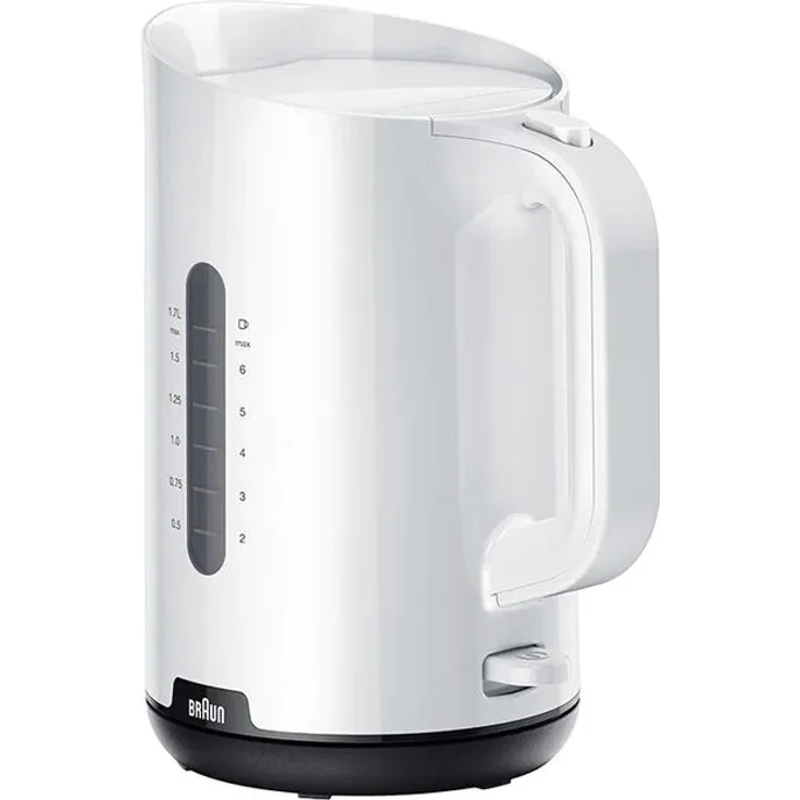 Braun WK1100WH Wasserkocher, 1,7L, 2200 Watt, Wasserstandsanzeige, Kunststoff, weiß-schwarz