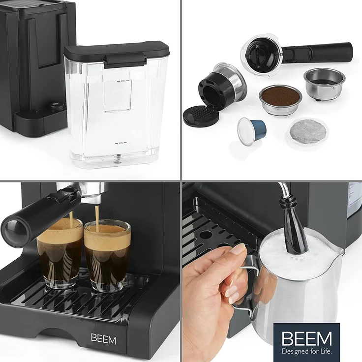 BEEM ESPRESSO PERFECT Espresso-Siebträgermaschine - 20 bar mattschwarz – Bild 4