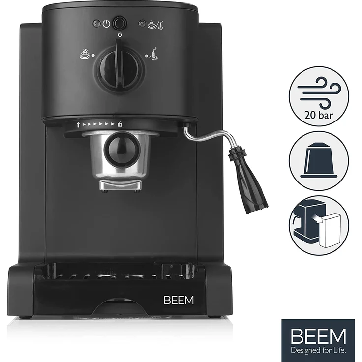 BEEM ESPRESSO PERFECT Espresso-Siebträgermaschine - 20 bar mattschwarz – Bild 2