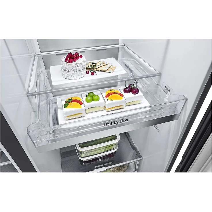 LG GSXV90MCDE Side-by-Side-Kühlschrank, freistehend, schwarz, NoFrost, InstaView, Schnellkühlen und -gefrieren, Wasserspender, Festwasseranschluss, Breite 91.3 cm – Bild 8