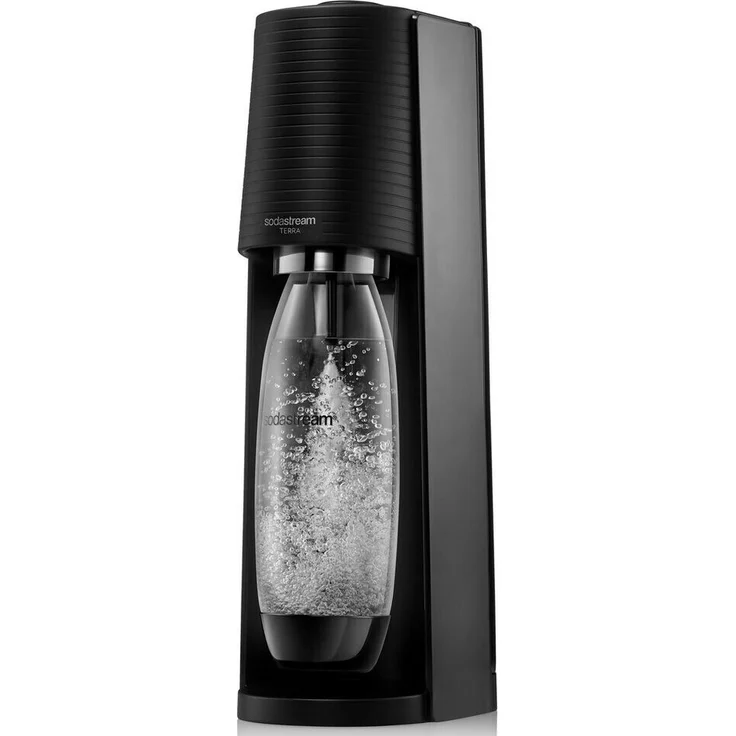 SodaStream Terra Wassersprudler, Vorteilspack mit 3 PET-Flaschen, CO2-Zylinder 60L schwarz – Bild 2