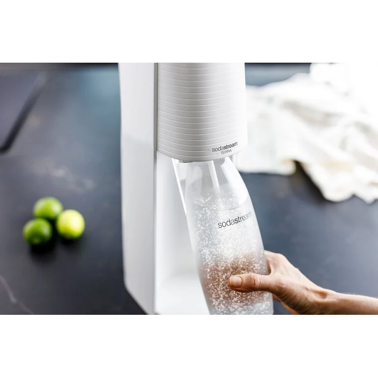 SodaStream Terra Wassersprudler, Vorteilspack mit 3 PET-Flaschen, CO2-Zylinder 60L weiß – Bild 4