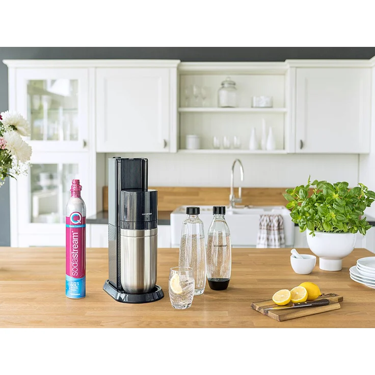 SodaStream DUO Promopack Wassersprudler, inkl. 2 x 1 L Glaskaraffe, 1 x 1 L PET-Flasche, schwarz – Bild 5