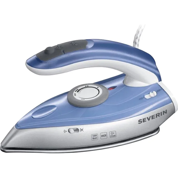 Severin BA 3234 Reise-Dampfbügeleisen, 1000 W, Silber-Blau
