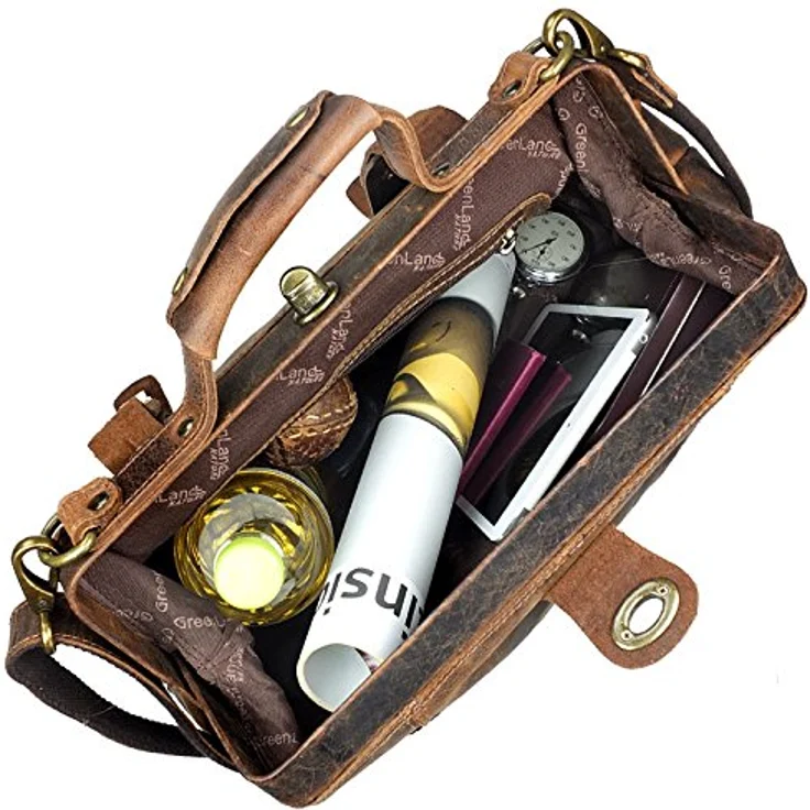 Greenland Nature Classic Bügeltasche Doktorkoffer aus hochwertigem Leder, 37 cm, Braun – Bild 5