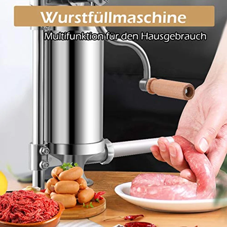 KOMFOTTEU Wurstfüllaufsatz Wurstfüllmaschine, rostfreier Edelstahl, 4 Füllrohre, einfache Bedienung & leicht zu reinigen – Bild 4