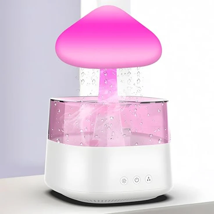 Retoo Luftbefeuchter Diffusor Aromathera-Pie 450 ml 10W 3 Duftöle, Regenwolken Nachtlicht, 7 Farben, für Raum Schlafzimmer Kinderzimmer – Bild 4